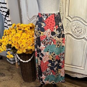 Anthropologie Multicolor Floral Patchwork Midi Skirt